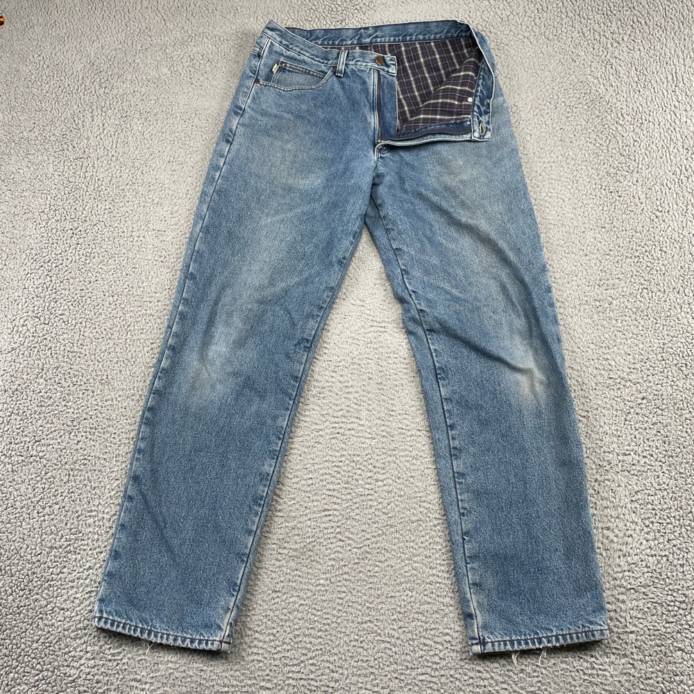 L.L. Bean Jeans Mens 33x34 Blue Double L Relaxed Fit Flannel Lined Straight Leg